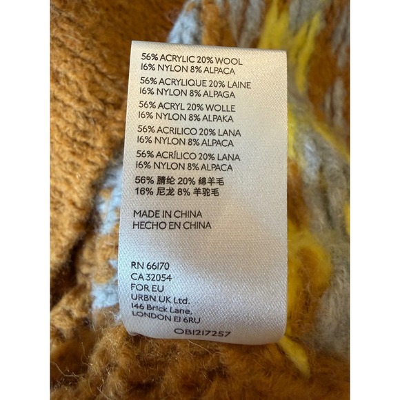 Free People Alpine Mustard Yellow Fair Isle Wool Alpaca Blend Cropped Pullover M - Picture 5 of 5